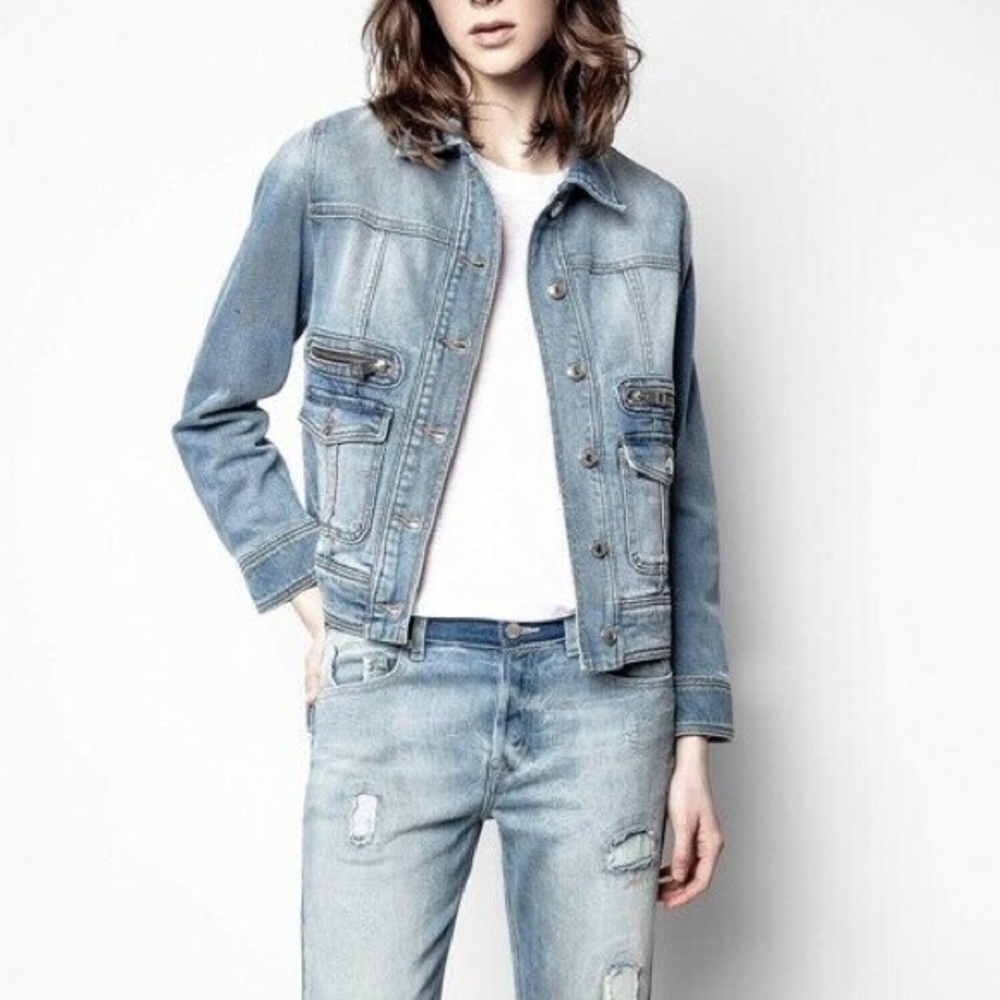 Zadig & Voltaire || Liamy Floral Detail Denim Jacket